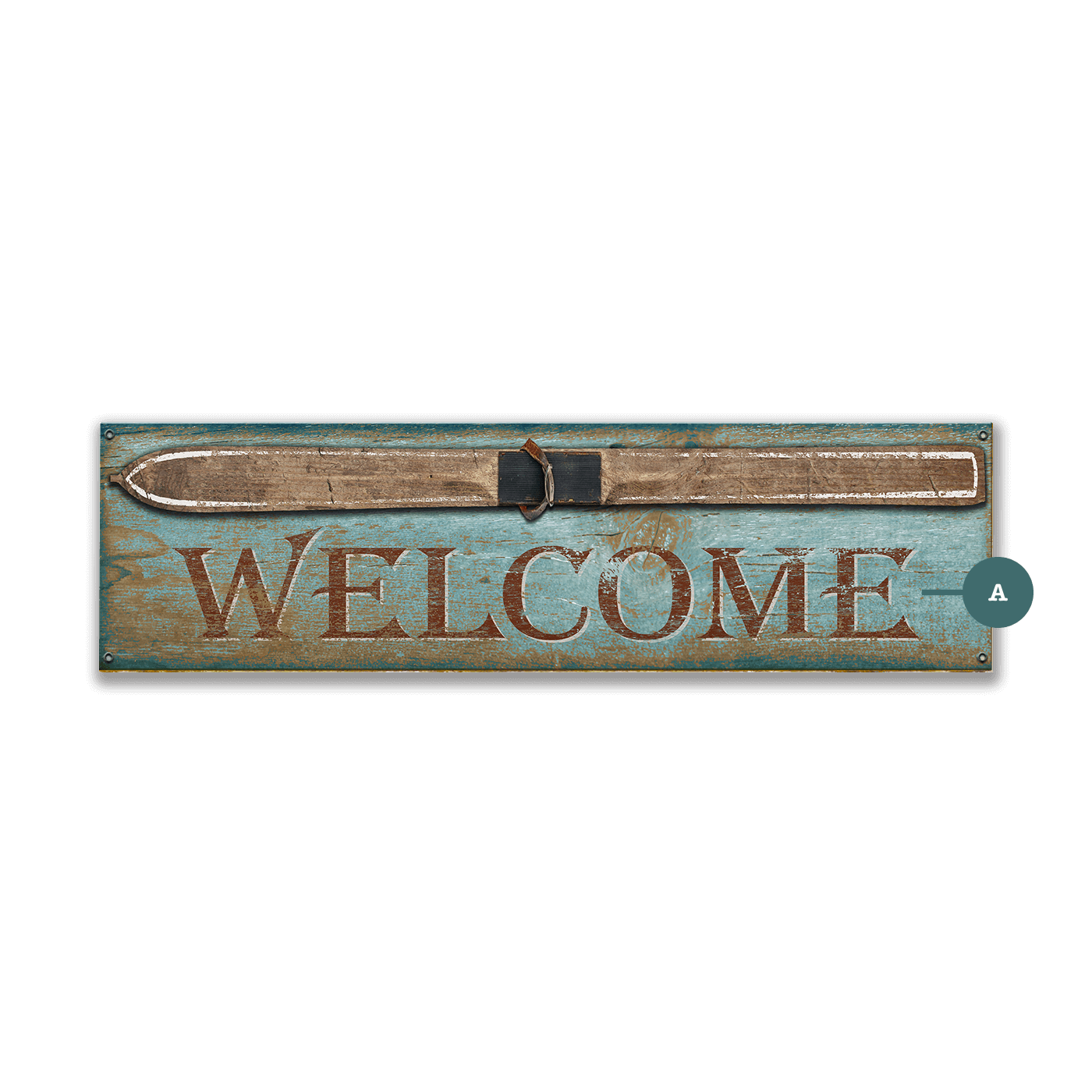 Rustic Ski Welcome - Wood & Metal Wall Art