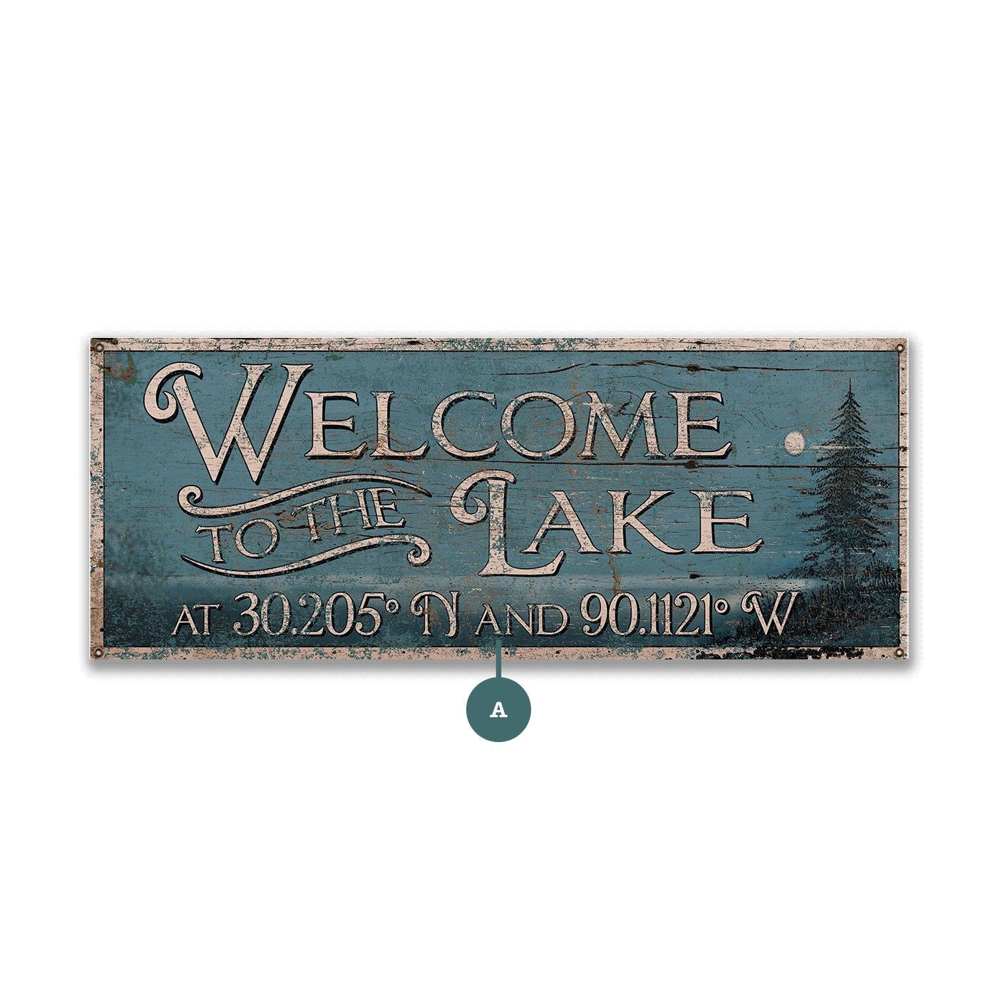 Welcome to Lake Coordinates Sign - Wood & Metal Wall Art