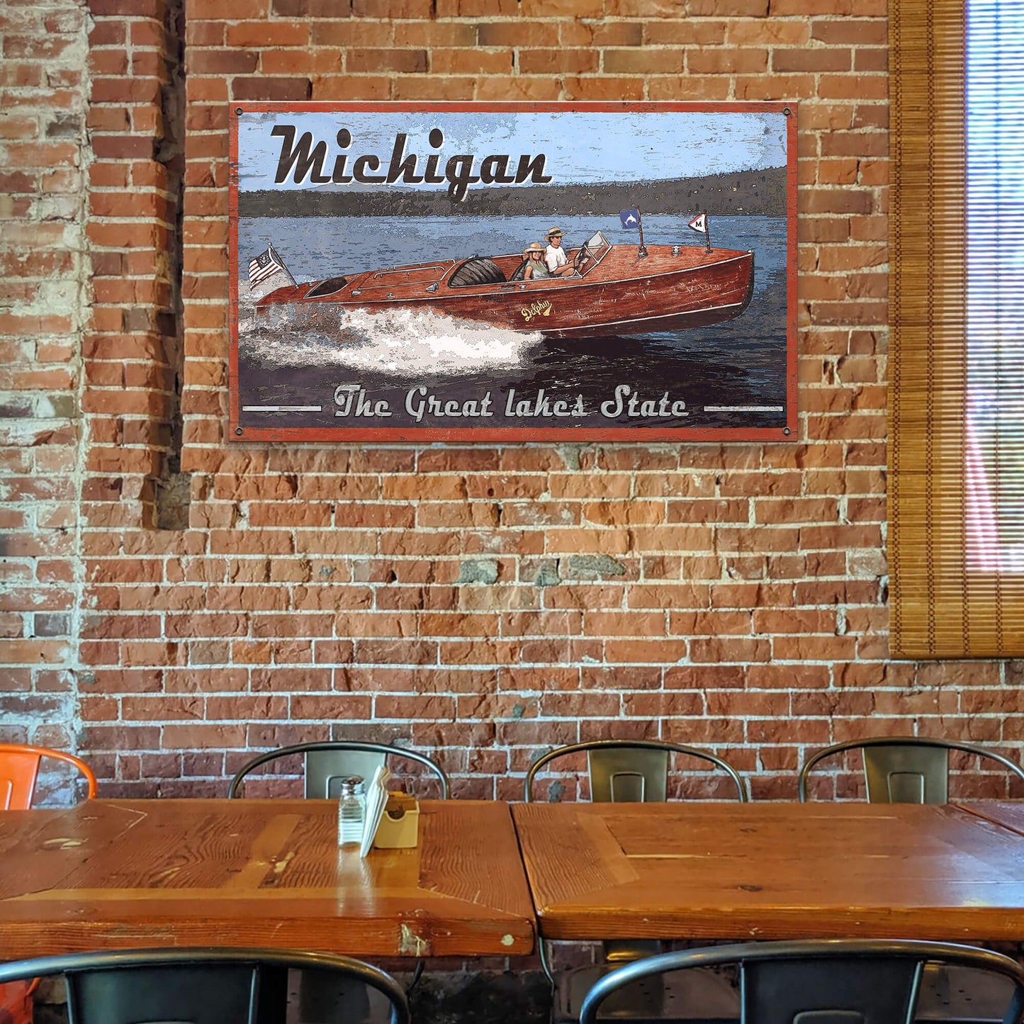 The Great Lakes State Vintage Boating Sign - Wood & Metal Wall Art