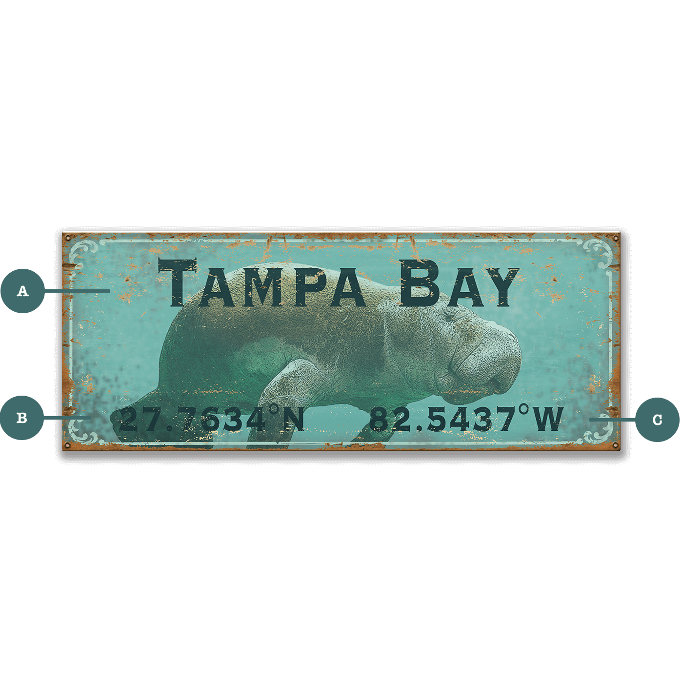 Manatee Latitude - Wood & Metal Wall Art