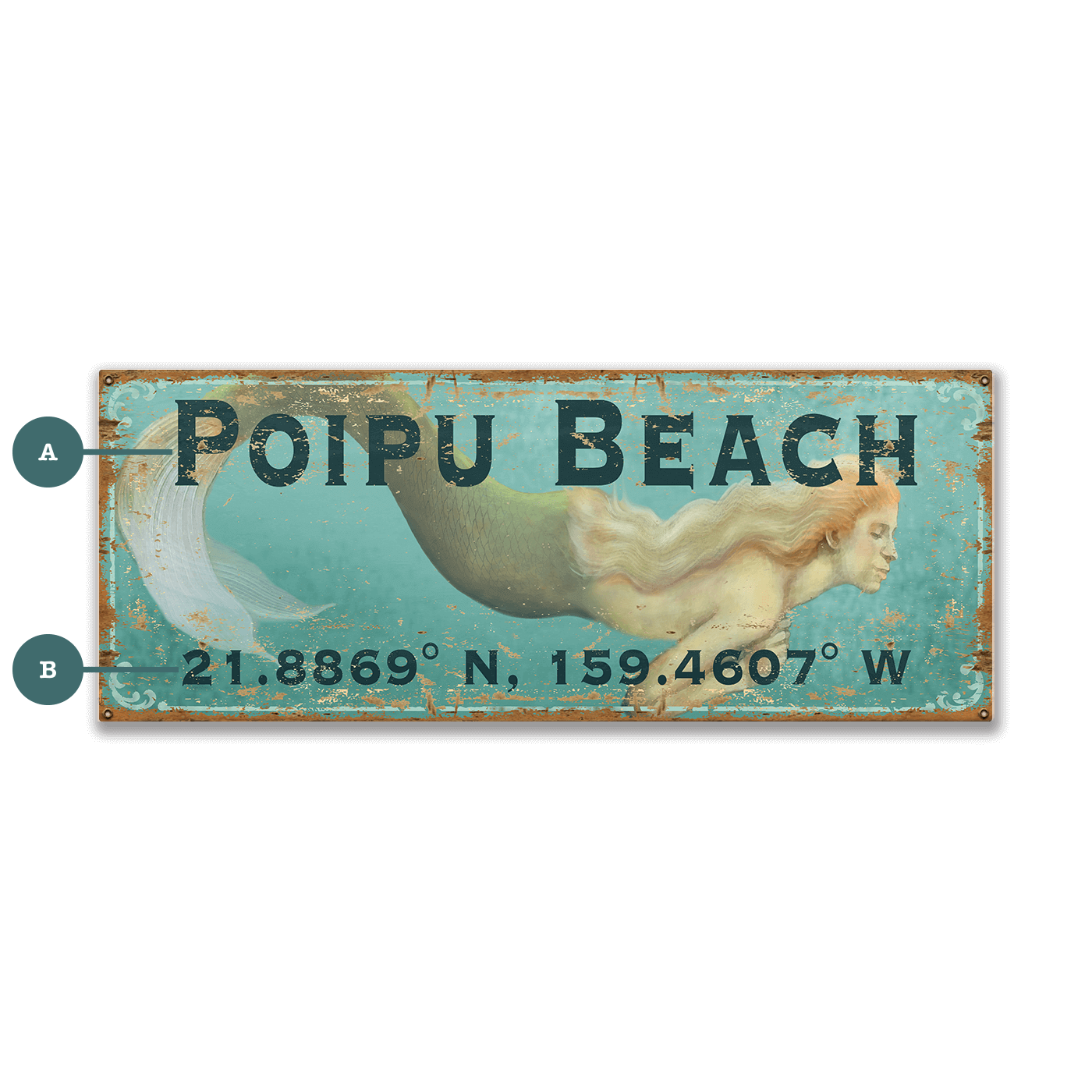 Mermaid Latitude - Wood & Metal Wall Art
