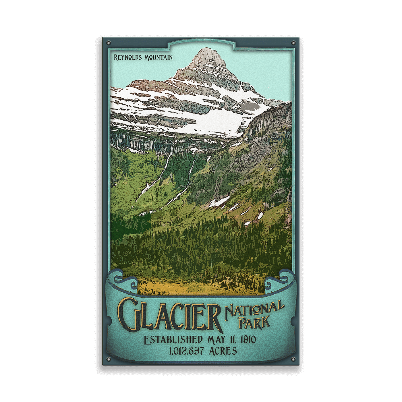 Reynolds Mountain at Glacier National Park: Smooth Finish - Wood & Metal Wall Art