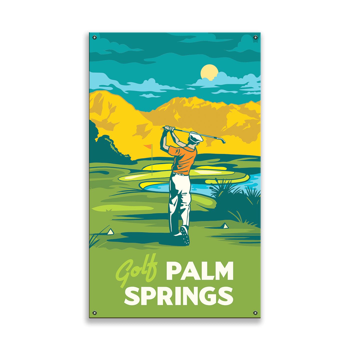 Palm Springs Golf: Smooth Finish - Wood & Metal Wall Art