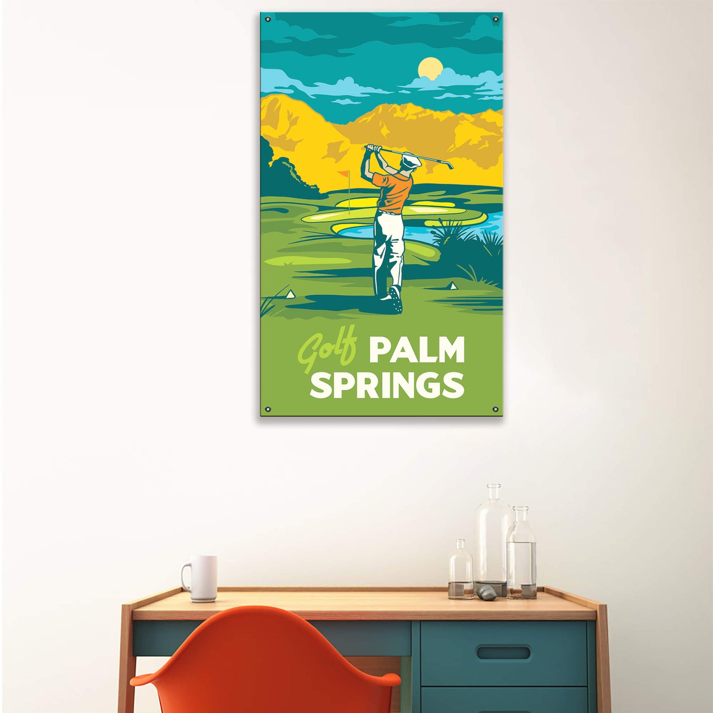 Palm Springs Golf: Smooth Finish - Wood & Metal Wall Art