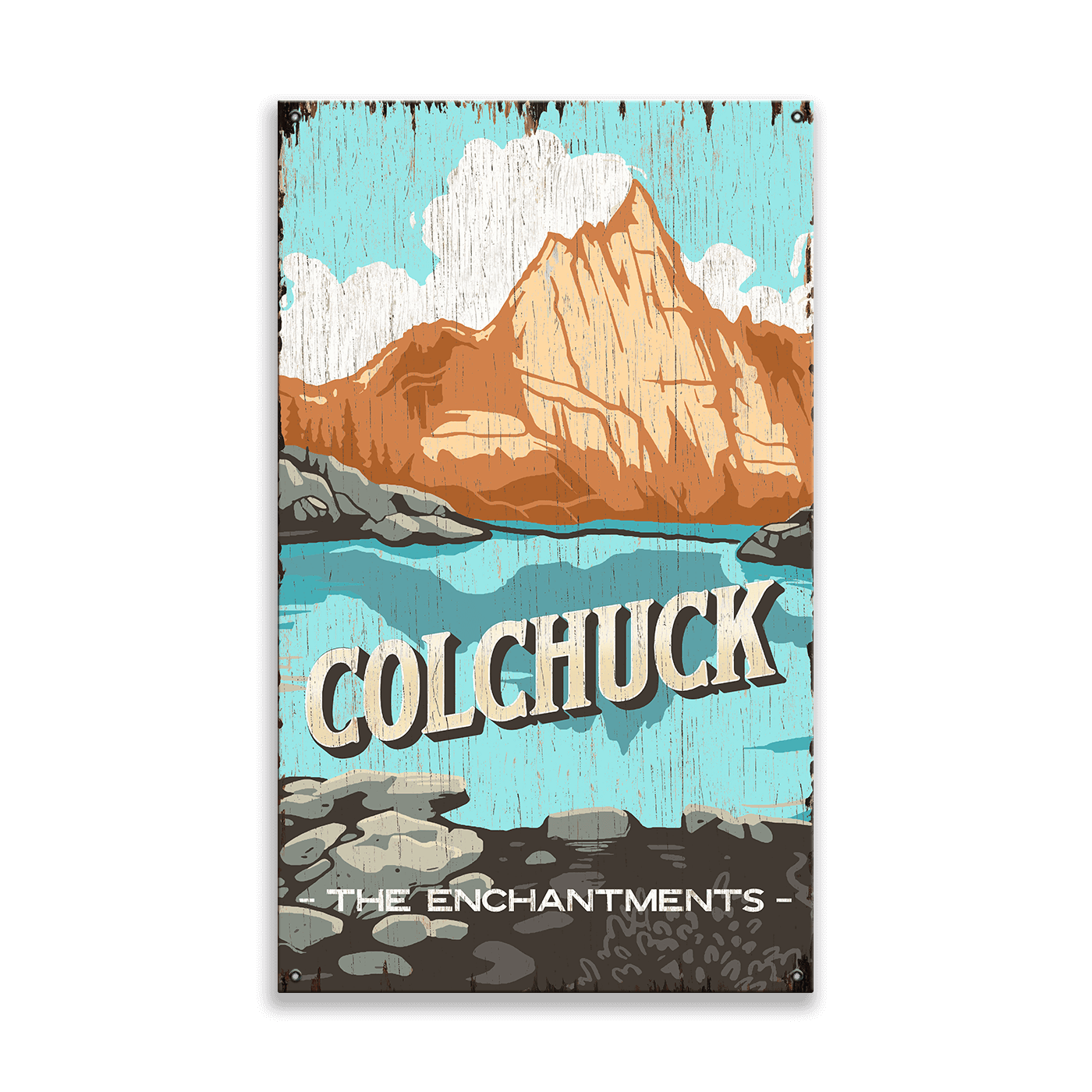 Colchuck: The Enchantments: Distressed Finish - Wood & Metal Wall Art