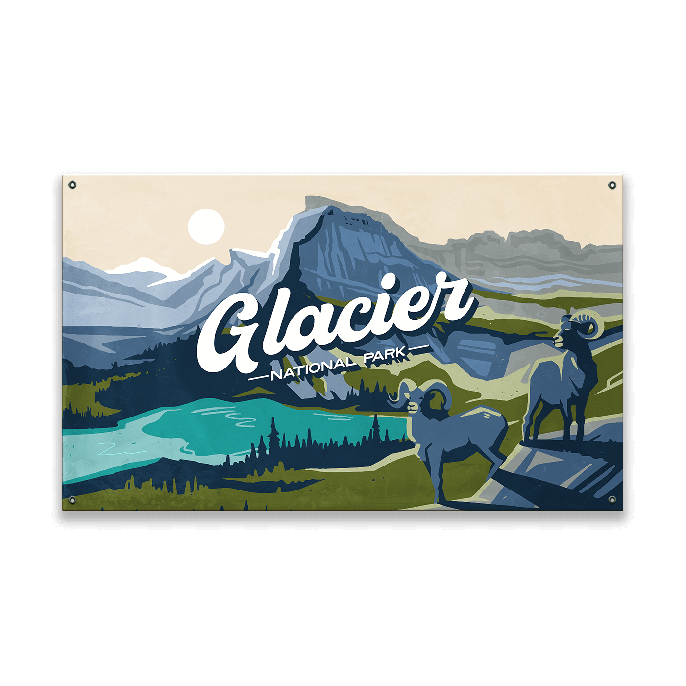 Big Horn Sheep at Glacier National Park: Smooth Finish - Wood & Metal Wall Art