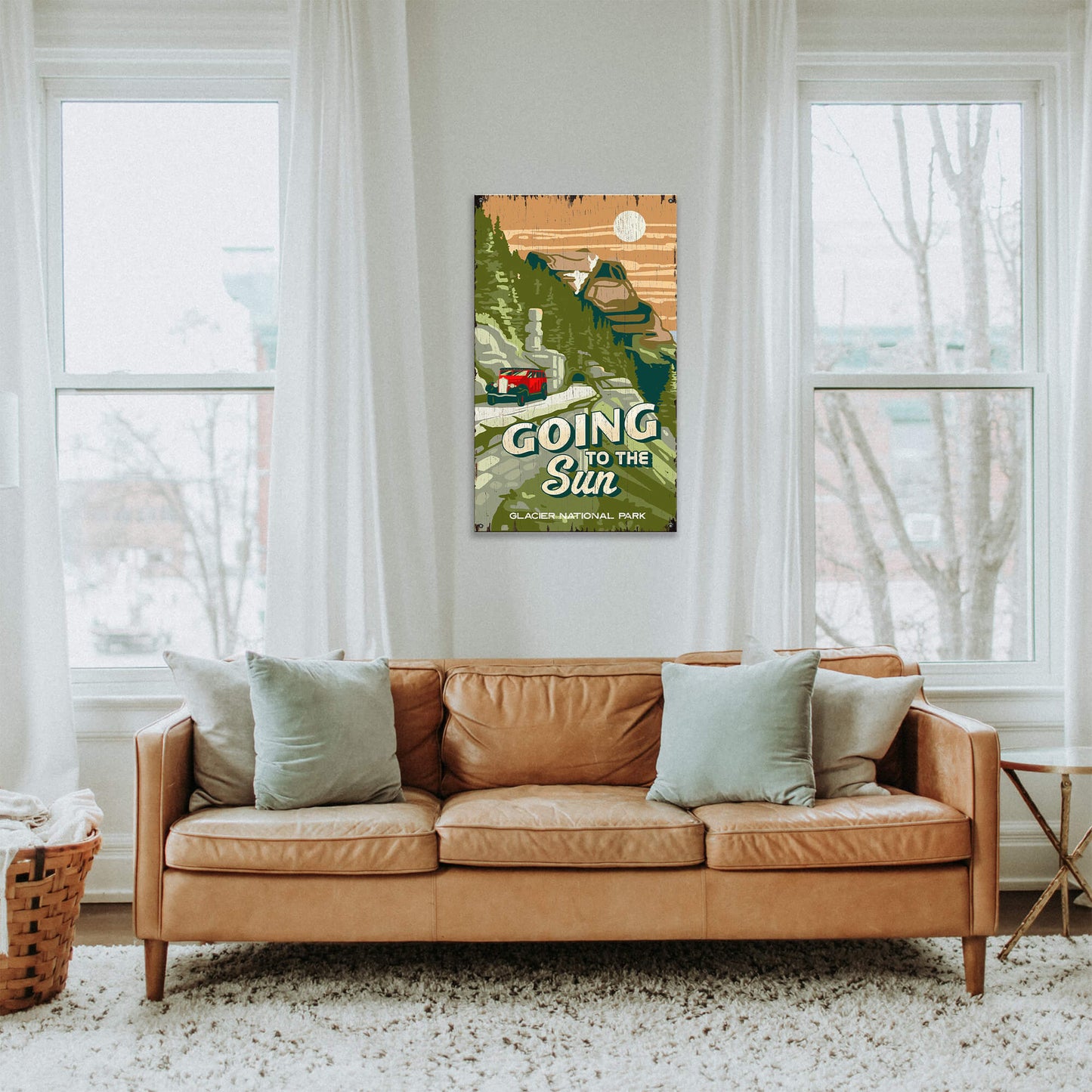 Going to the Sun Glacier National Park: Distressed Finish - Wood & Metal Wall Art