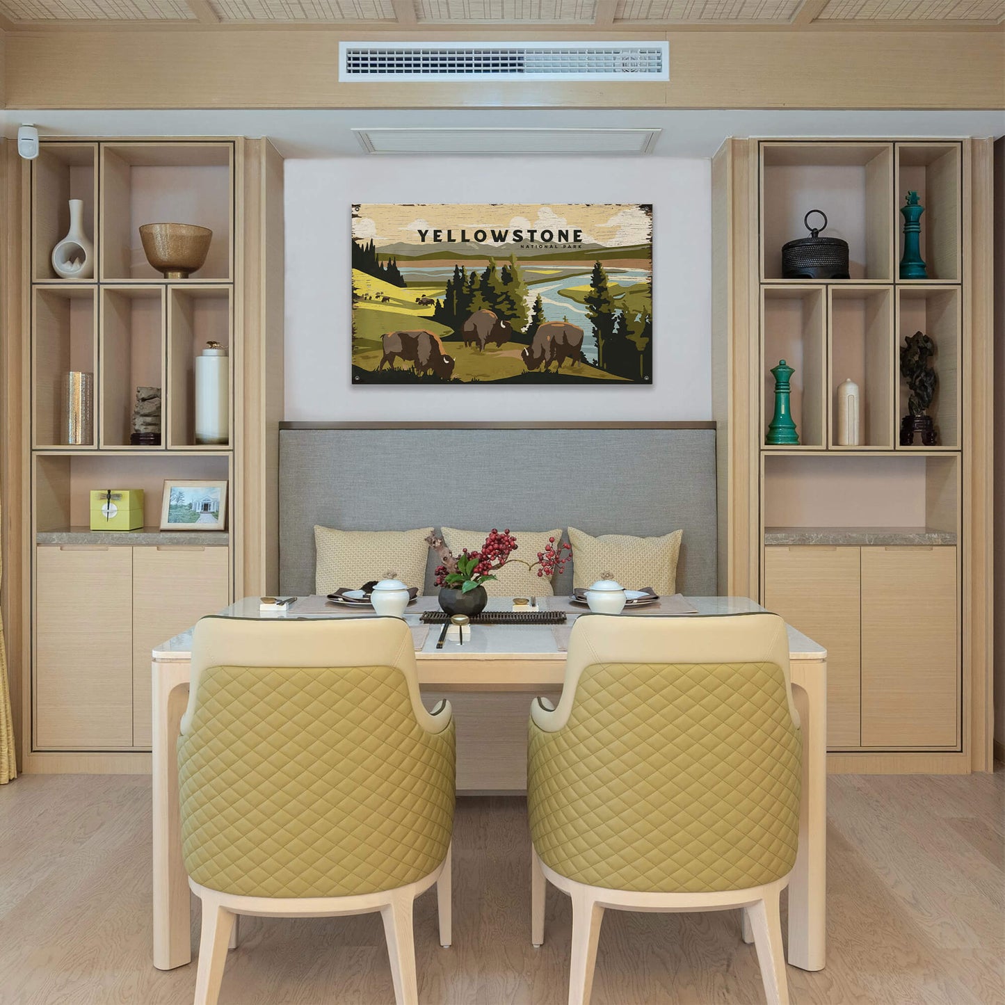 Bison Meadow Yellowstone National Park - Wood & Metal Wall Art