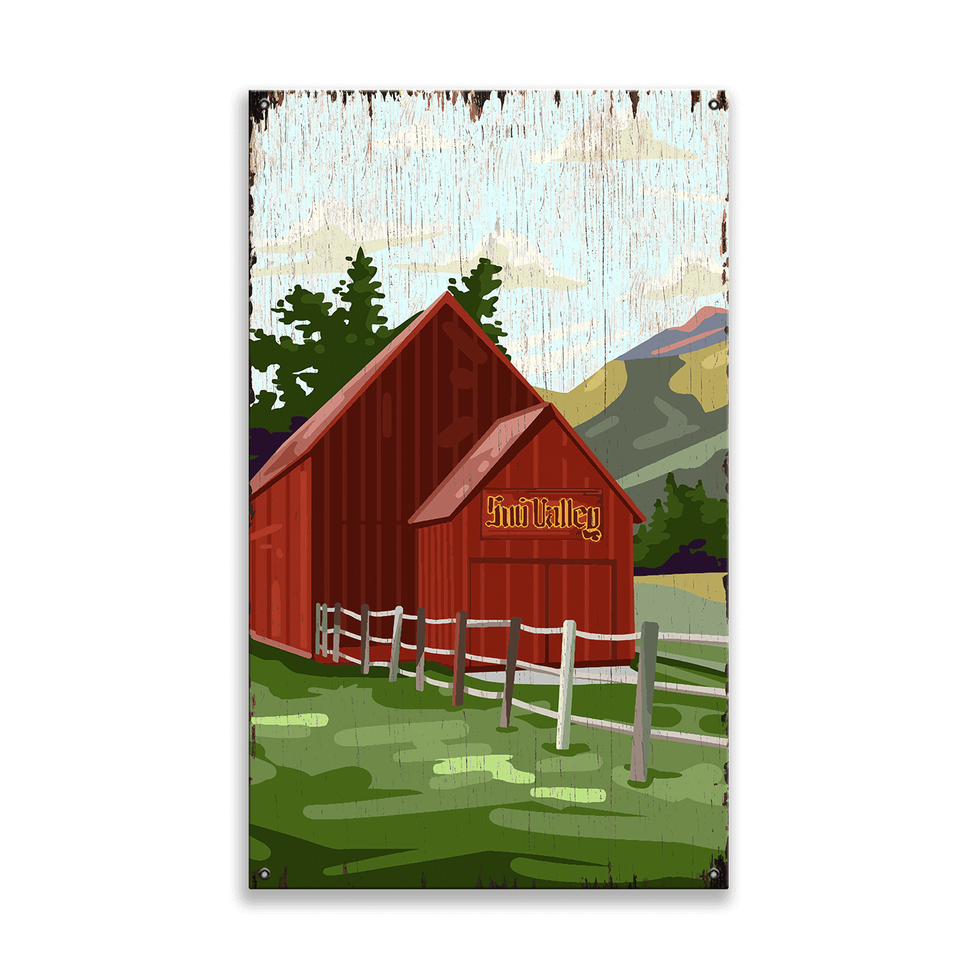 Sun Valley Red Barn - Wood & Metal Wall Art