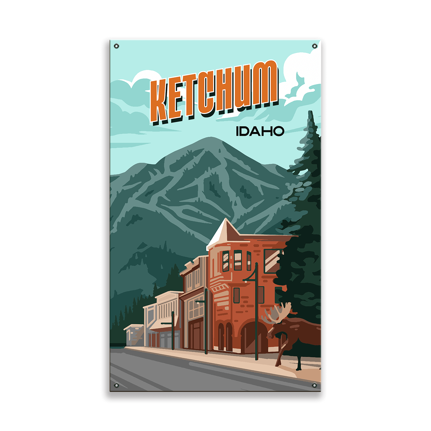 Ketchum & Bald Mountain: Smooth Finish - Wood & Metal Wall Art