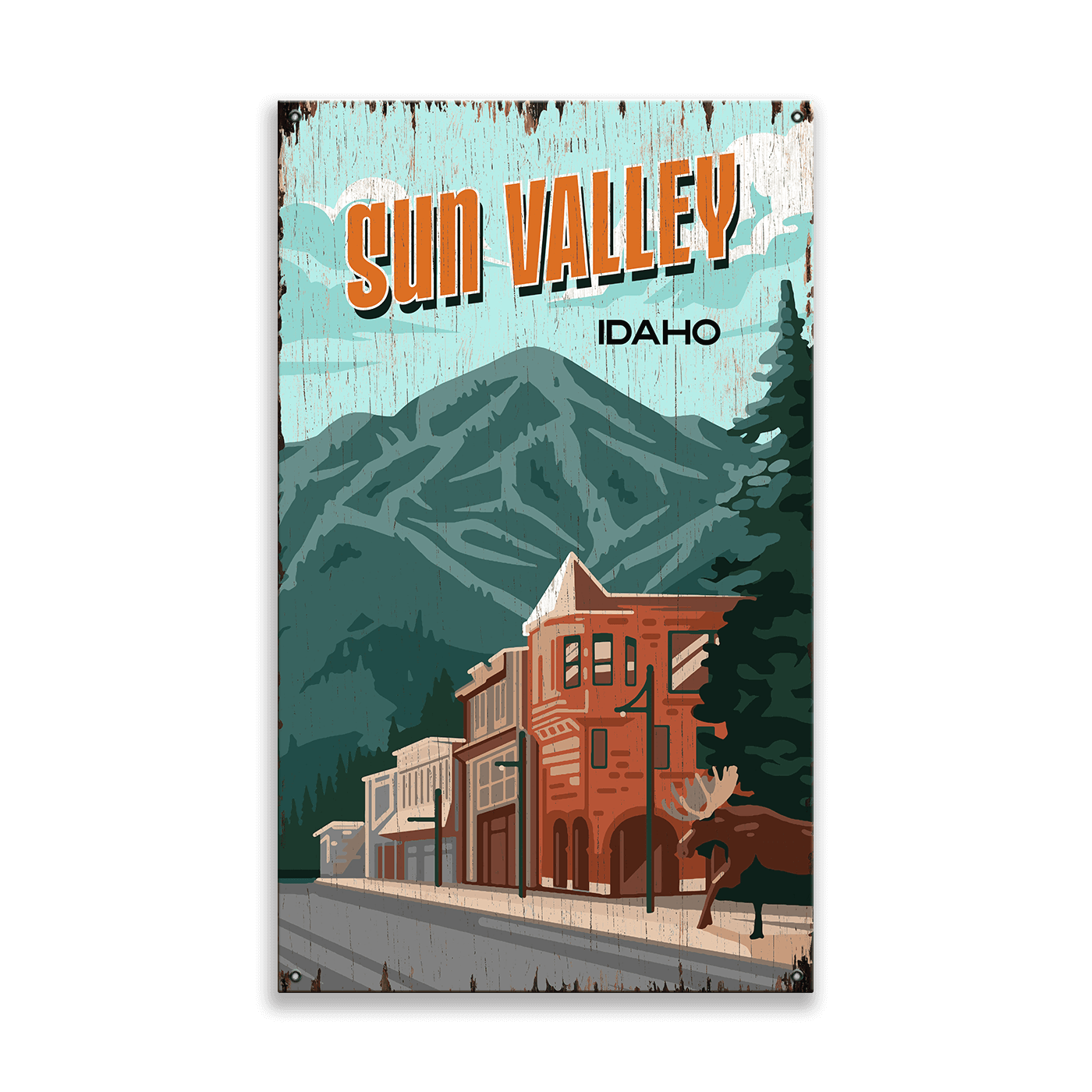 Sun Valley & Bald Mountain: Distressed Finish - Wood & Metal Wall Art