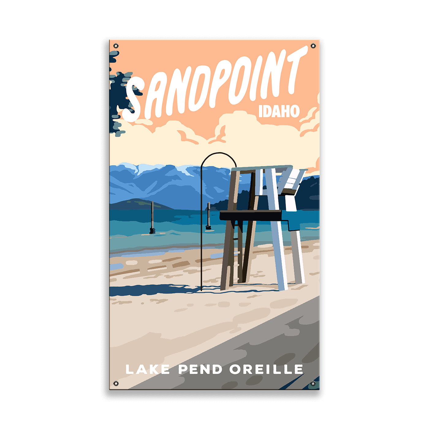 City Beach Scene: Smooth Finish - Wood & Metal Wall Art
