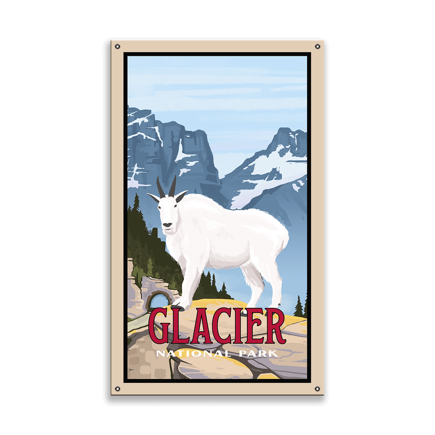 Mountain Goat at Glacier National Park: Smooth Finish - Wood & Metal Wall Art