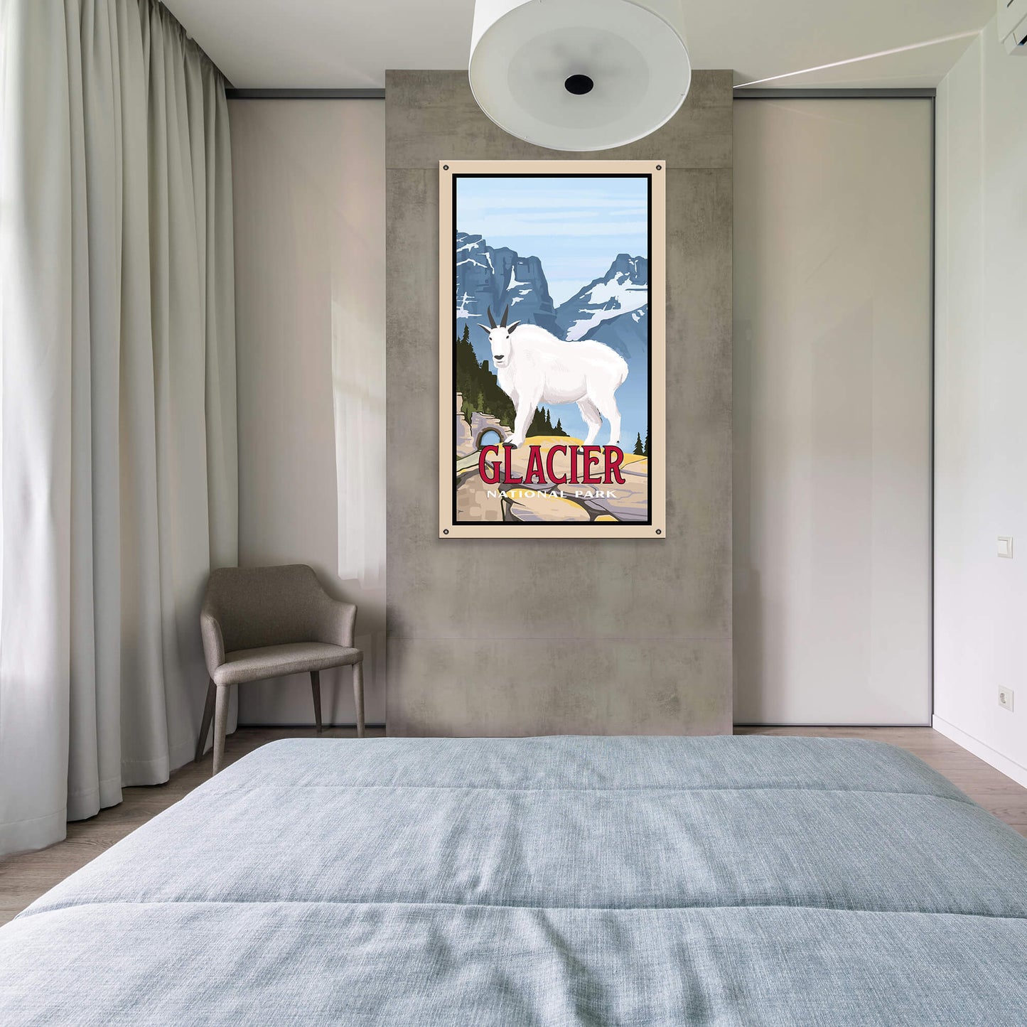 Mountain Goat at Glacier National Park: Smooth Finish - Wood & Metal Wall Art