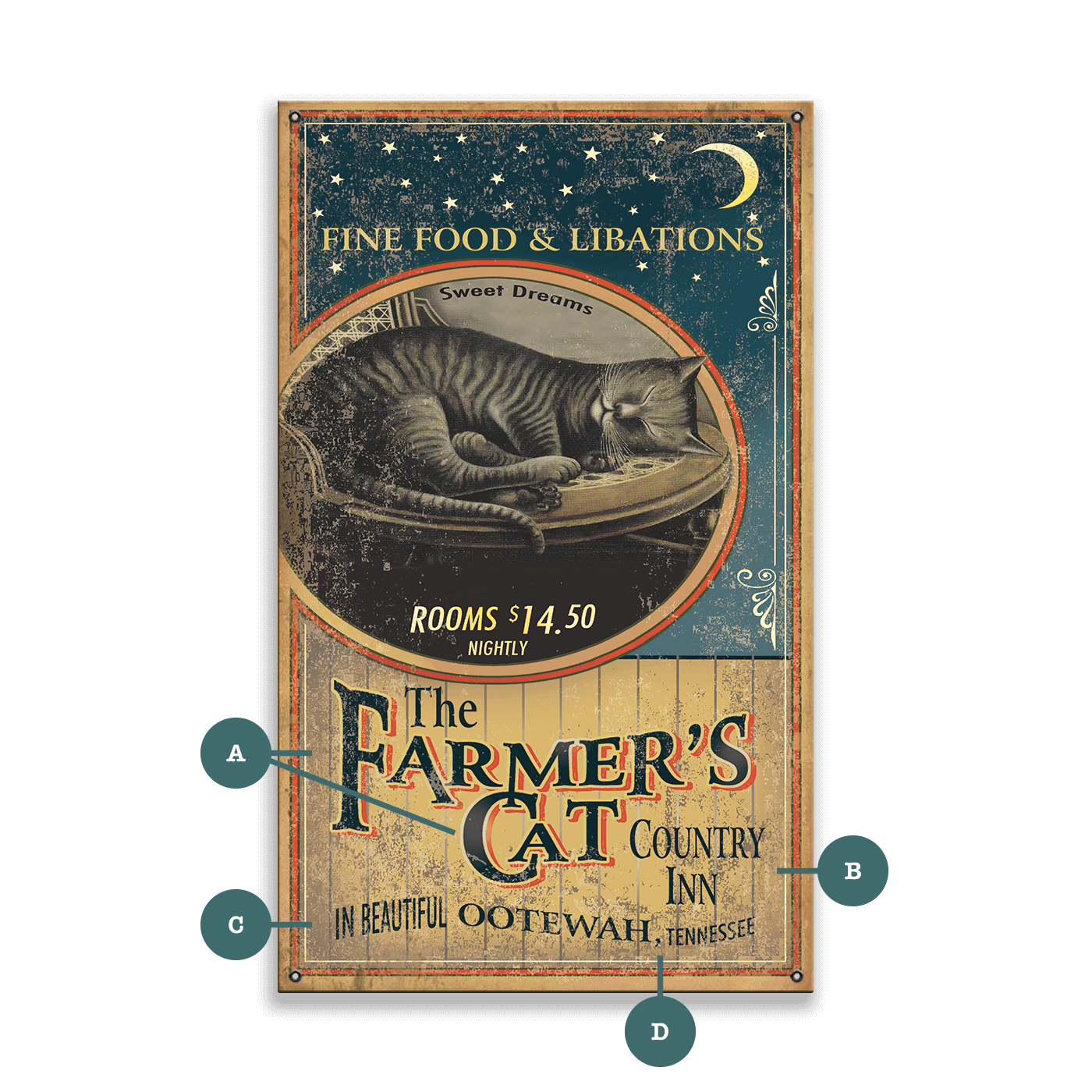 The Farmer's Cat - Wood & Metal Wall Art