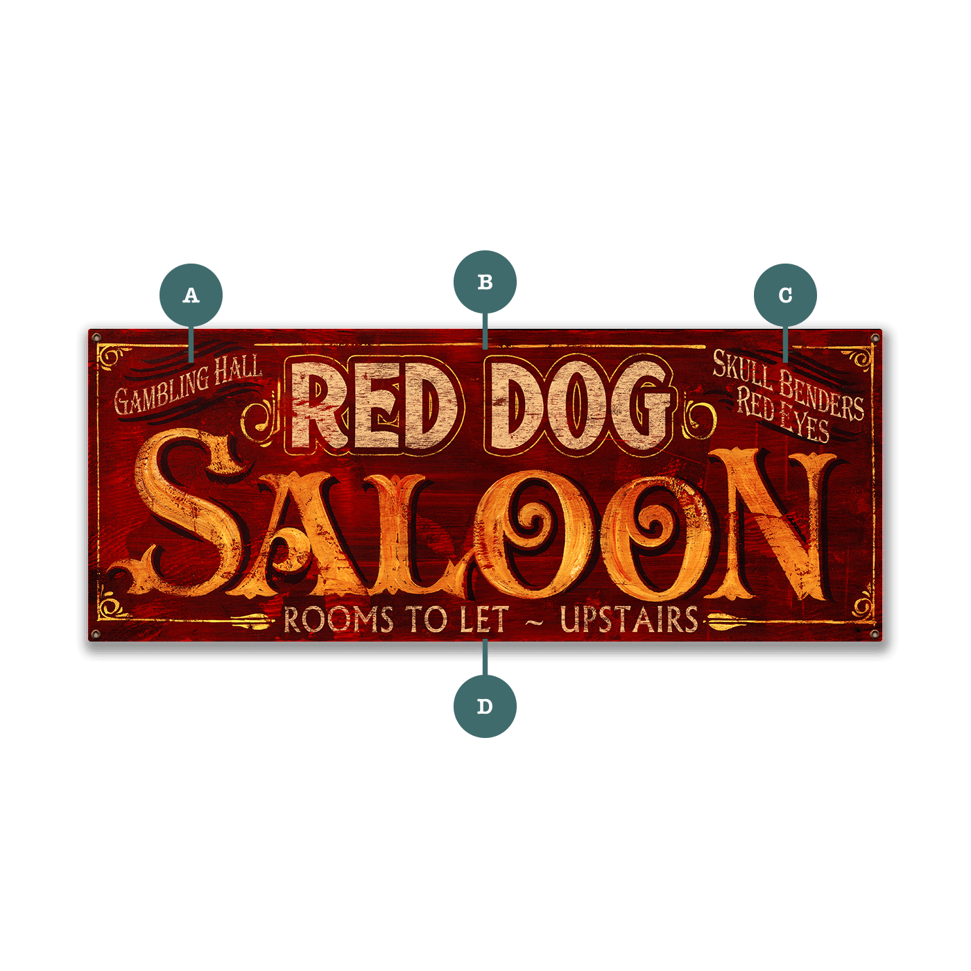 Red Dog Saloon - Wood & Metal Wall Art
