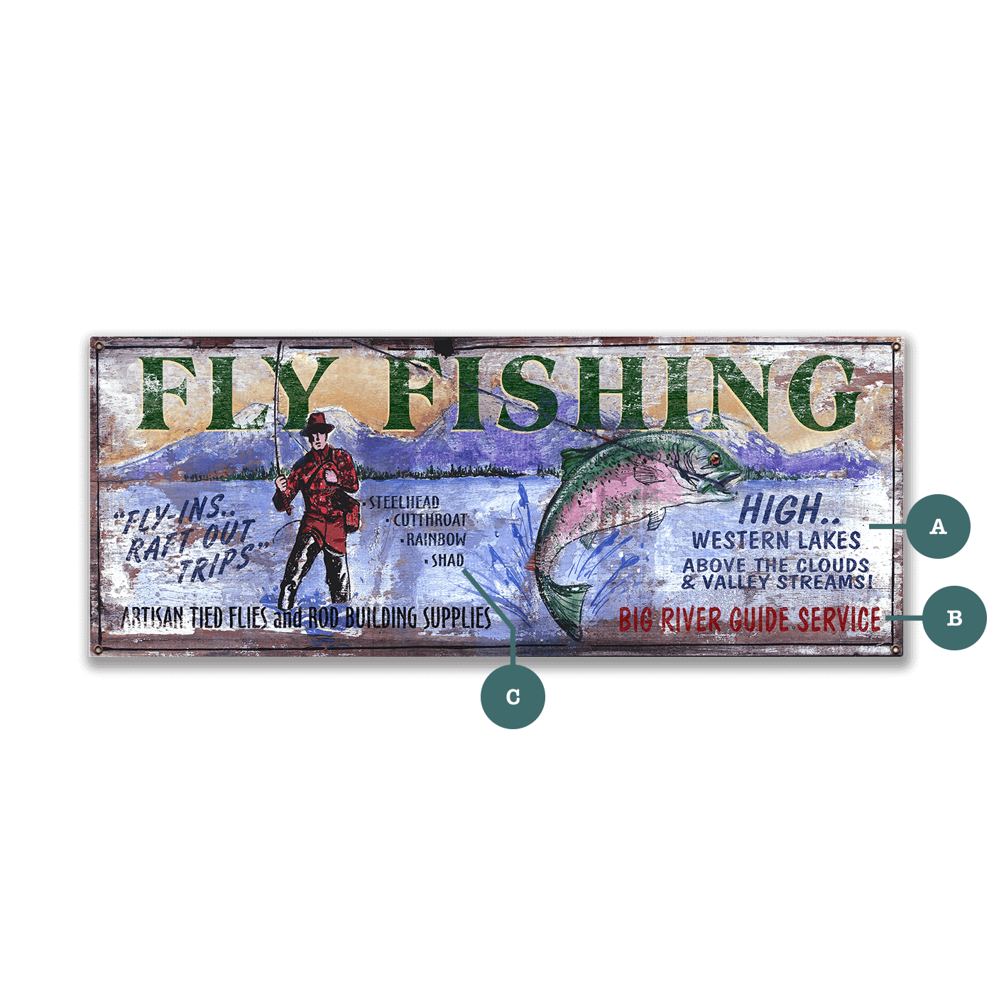 Big River Fly Fishing - Wood & Metal Wall Art