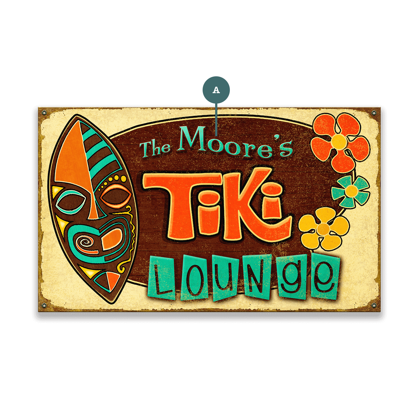 Tropical Tiki Lounge: Personalized - Wood & Metal Wall Art