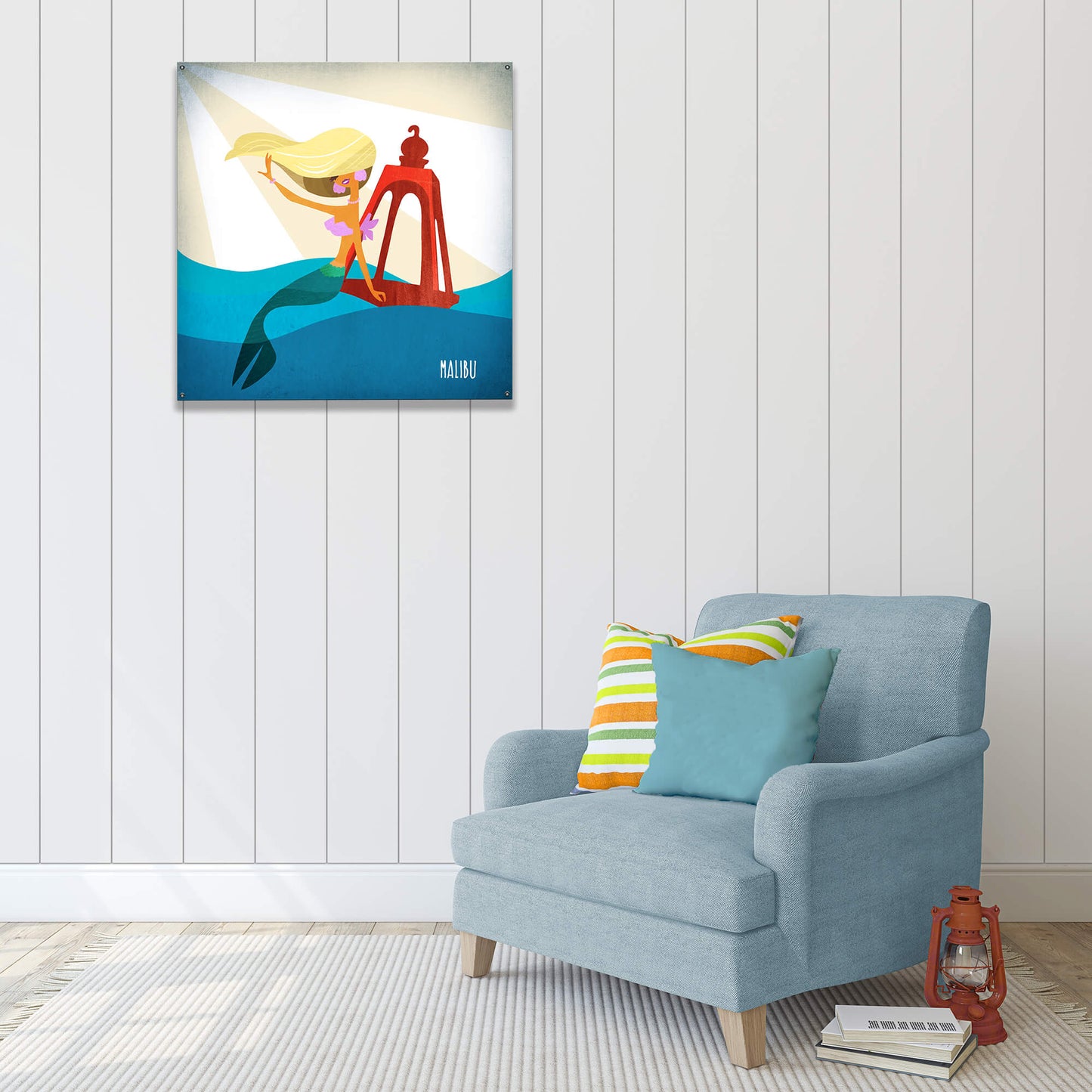 Mermaid's Beacon: Square - Wood & Metal Wall Art