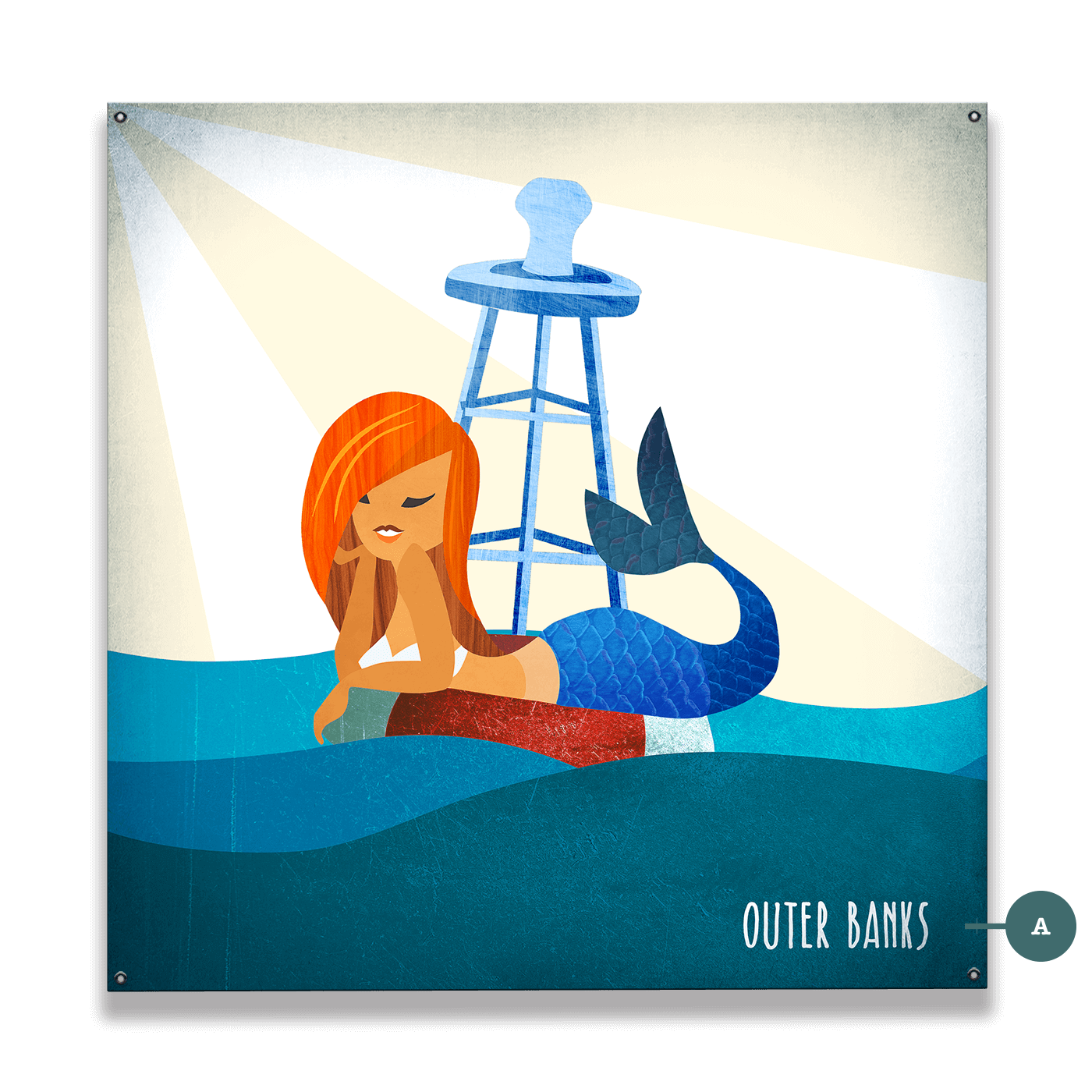 Mermaid's Rest: Square - Wood & Metal Wall Art