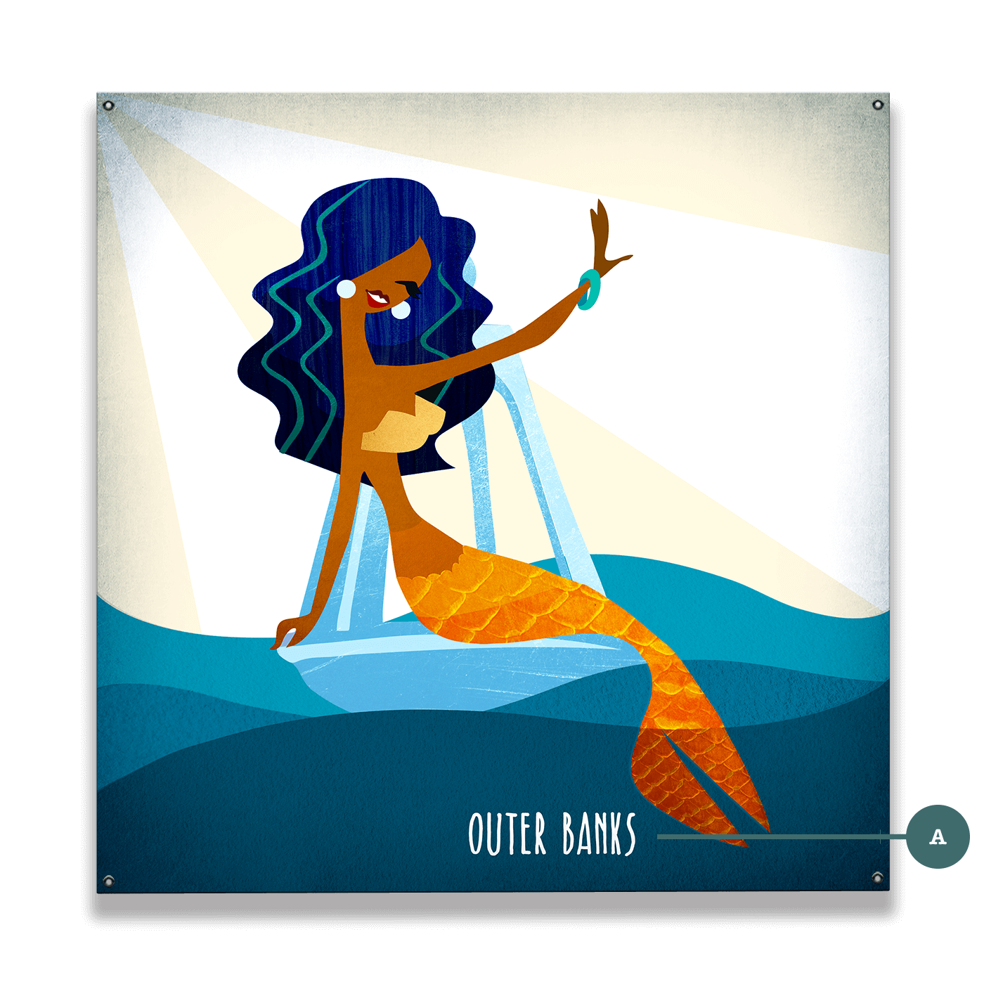 Mermaid's Wave: Square - Wood & Metal Wall Art
