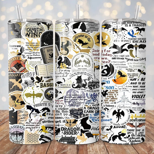 Fourth Wing Stickers 20 oz Skinny Tumbler