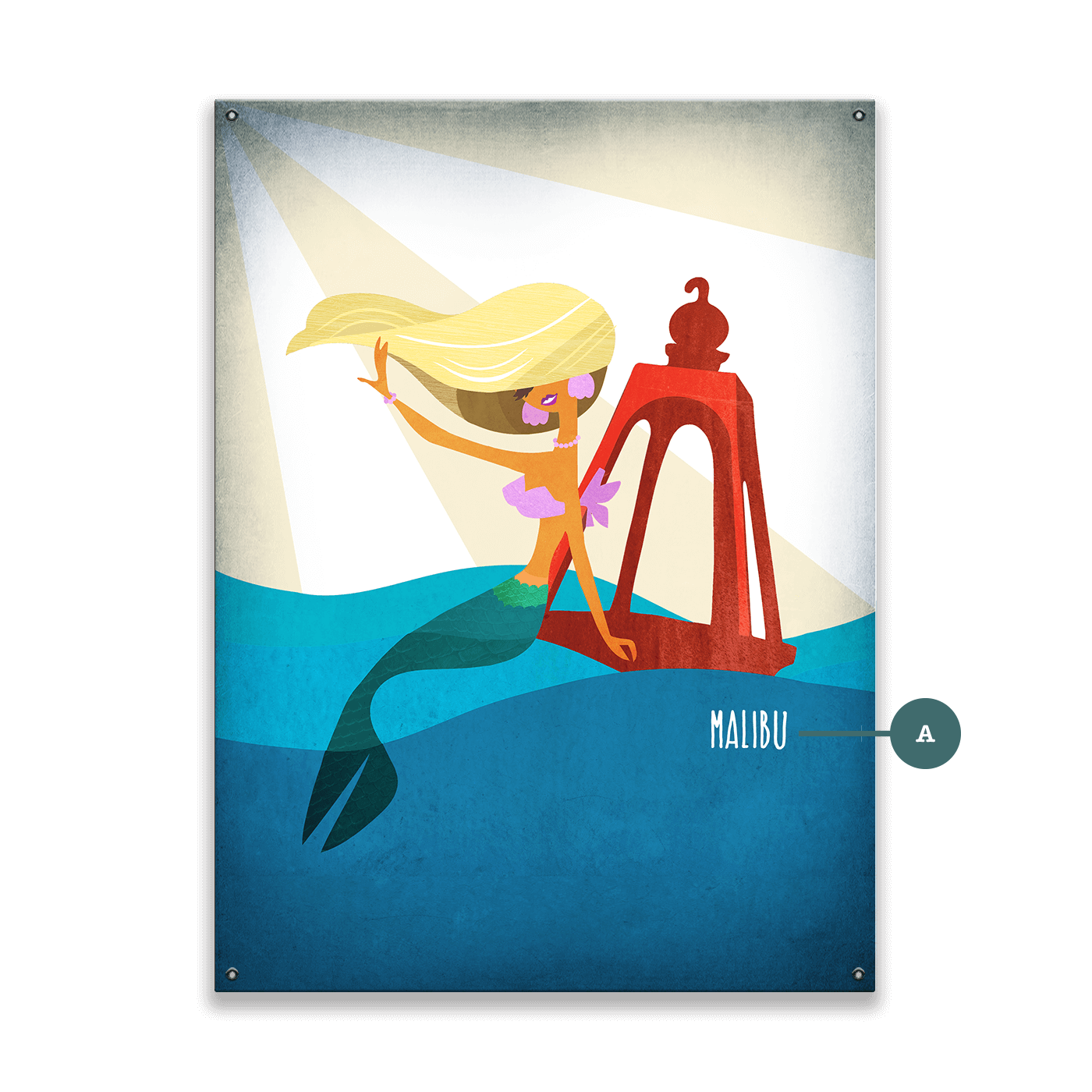 Mermaid's Beacon: Portrait - Wood & Metal Wall Art