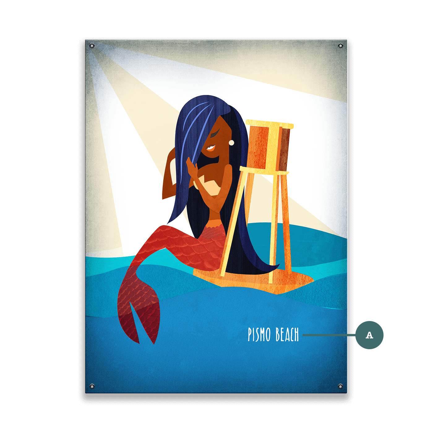 Mermaid's Watch: Portrait - Wood & Metal Wall Art