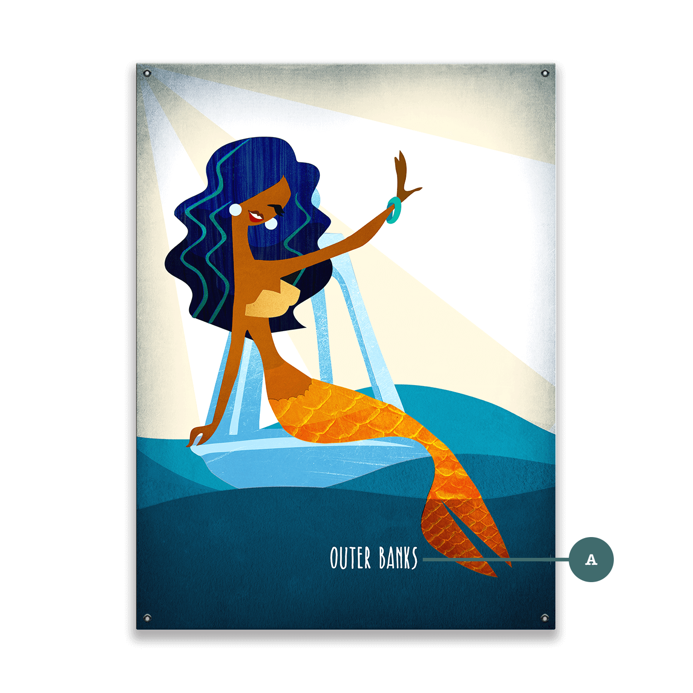 Mermaid's Wave: Portrait - Wood & Metal Wall Art