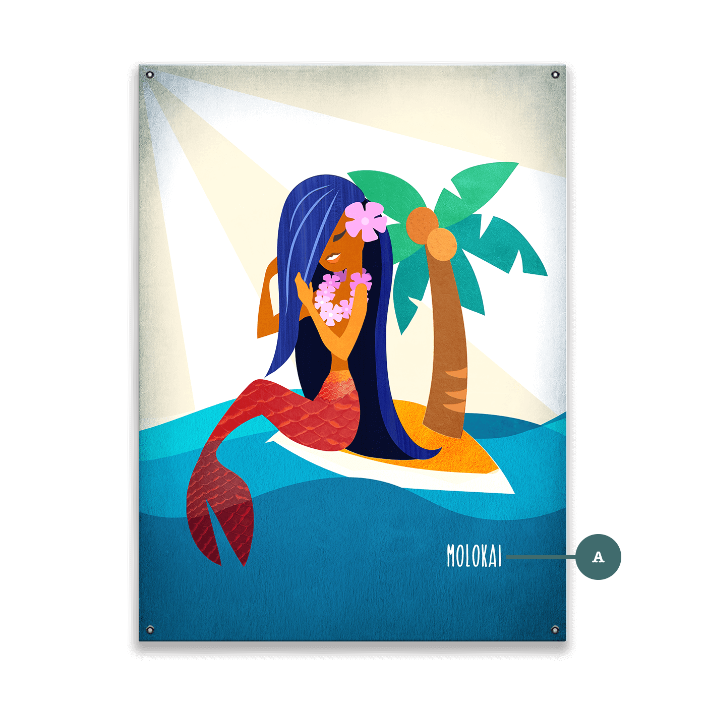 Mermaid's Retreat: Portrait - Wood & Metal Wall Art