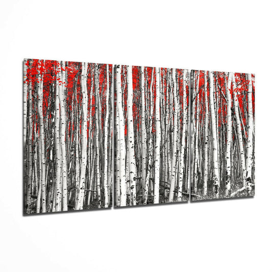 Red Forest Glass Wall Art