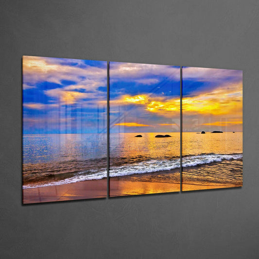 Sunset on the Beach Glass Wall Art
