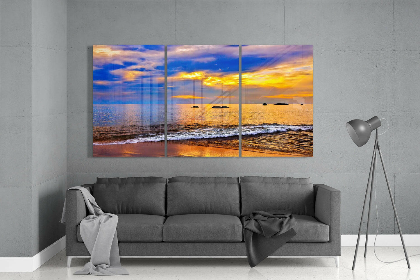 Sunset on the Beach Glass Wall Art