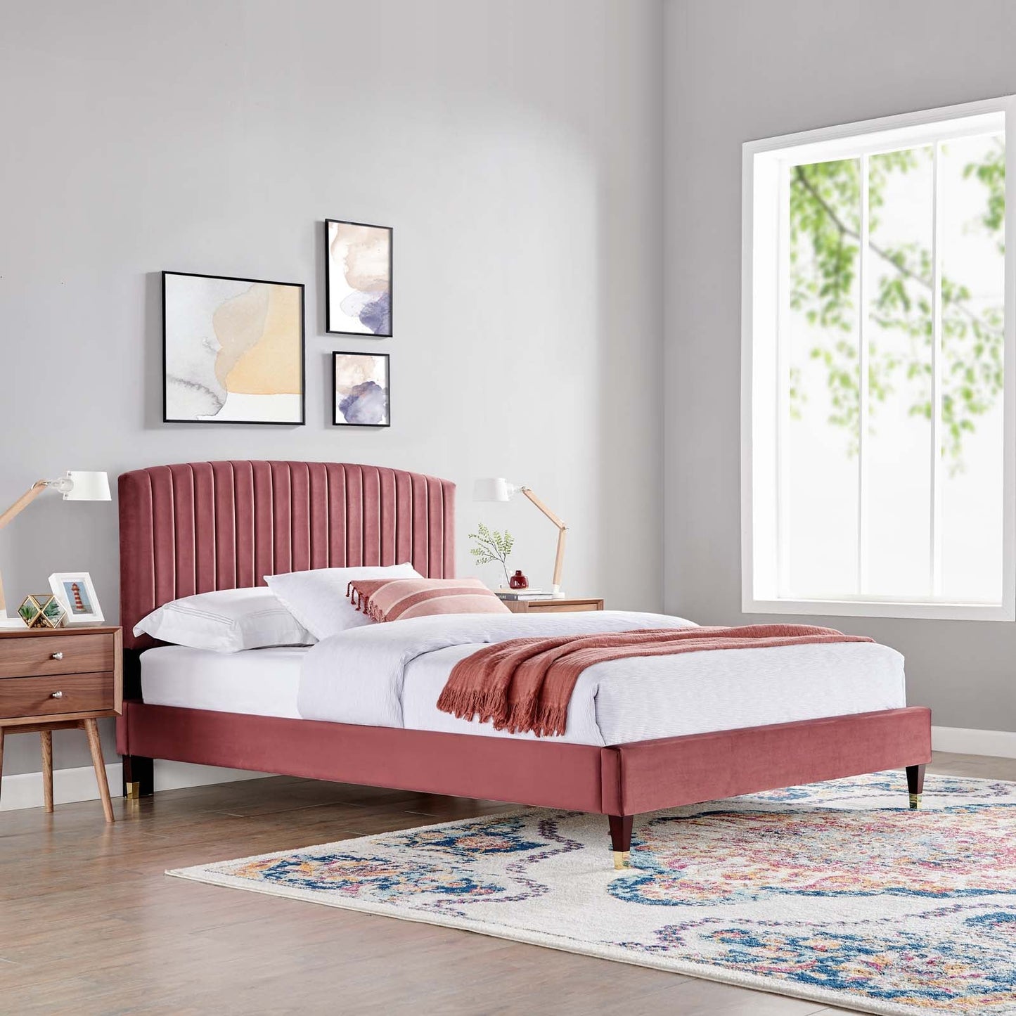 Alessi Performance Velvet Queen Platform Bed by Modway