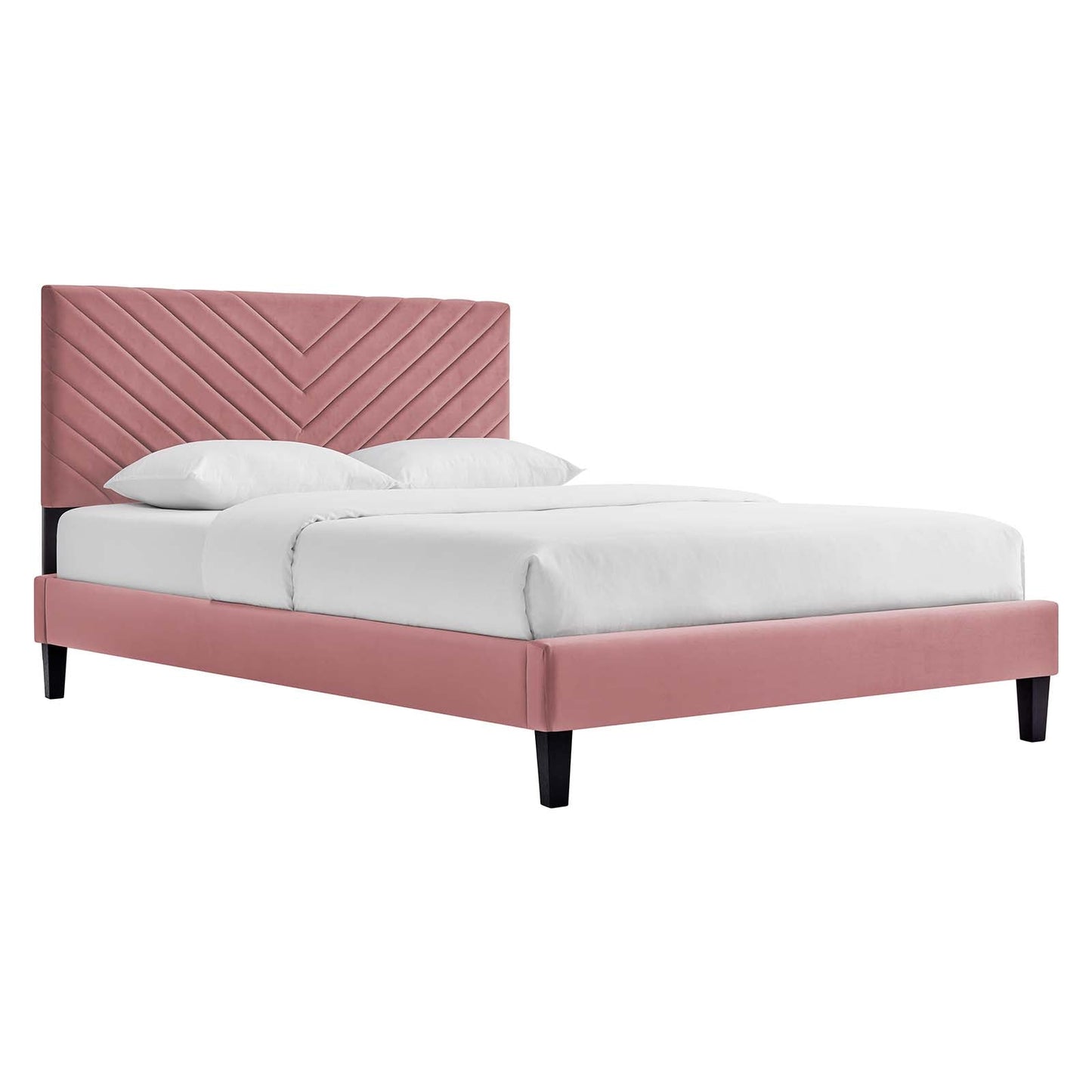 Roxanne Tapered Wood Leg Performance Velvet Queen Platform Bed by Modway