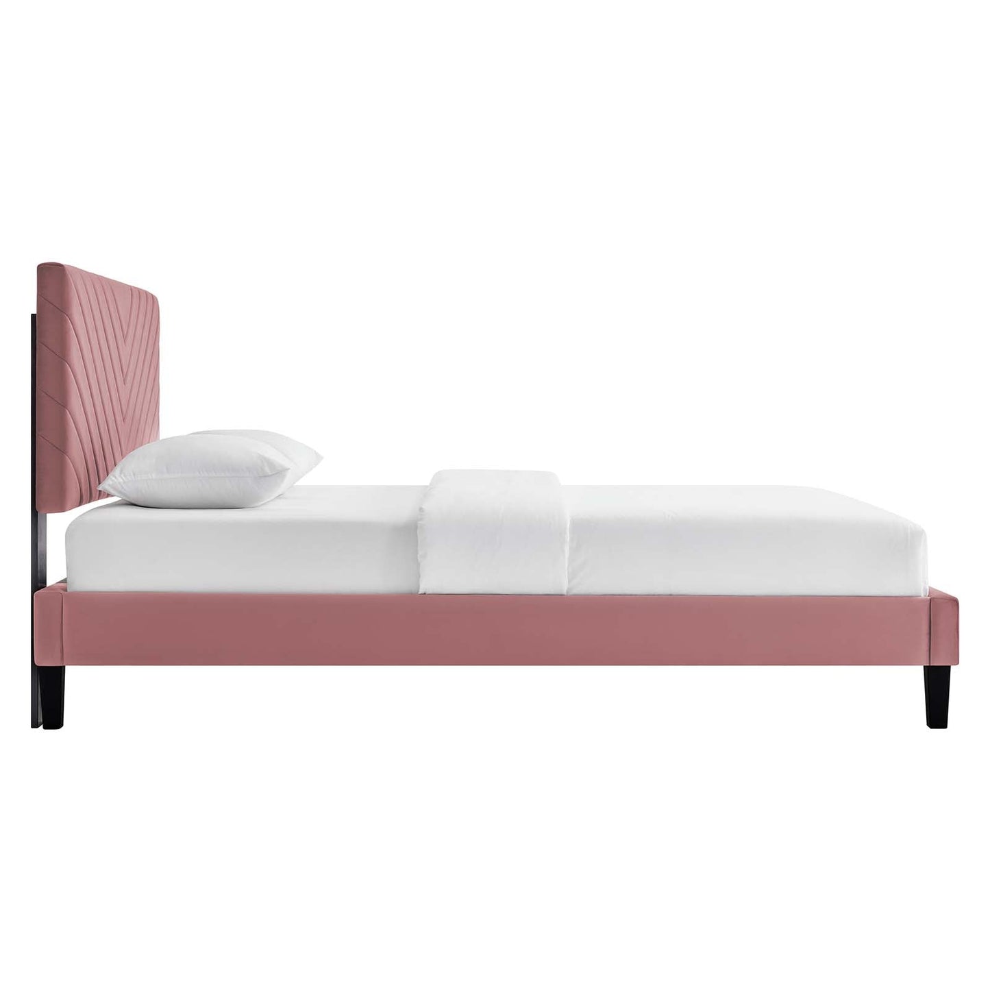 Roxanne Tapered Wood Leg Performance Velvet Queen Platform Bed by Modway