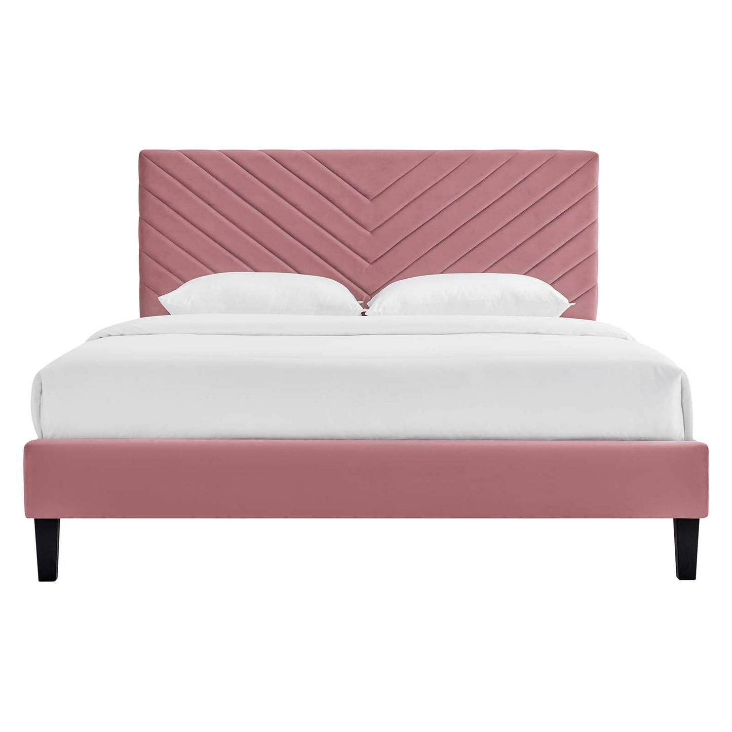 Roxanne Tapered Wood Leg Performance Velvet Queen Platform Bed by Modway