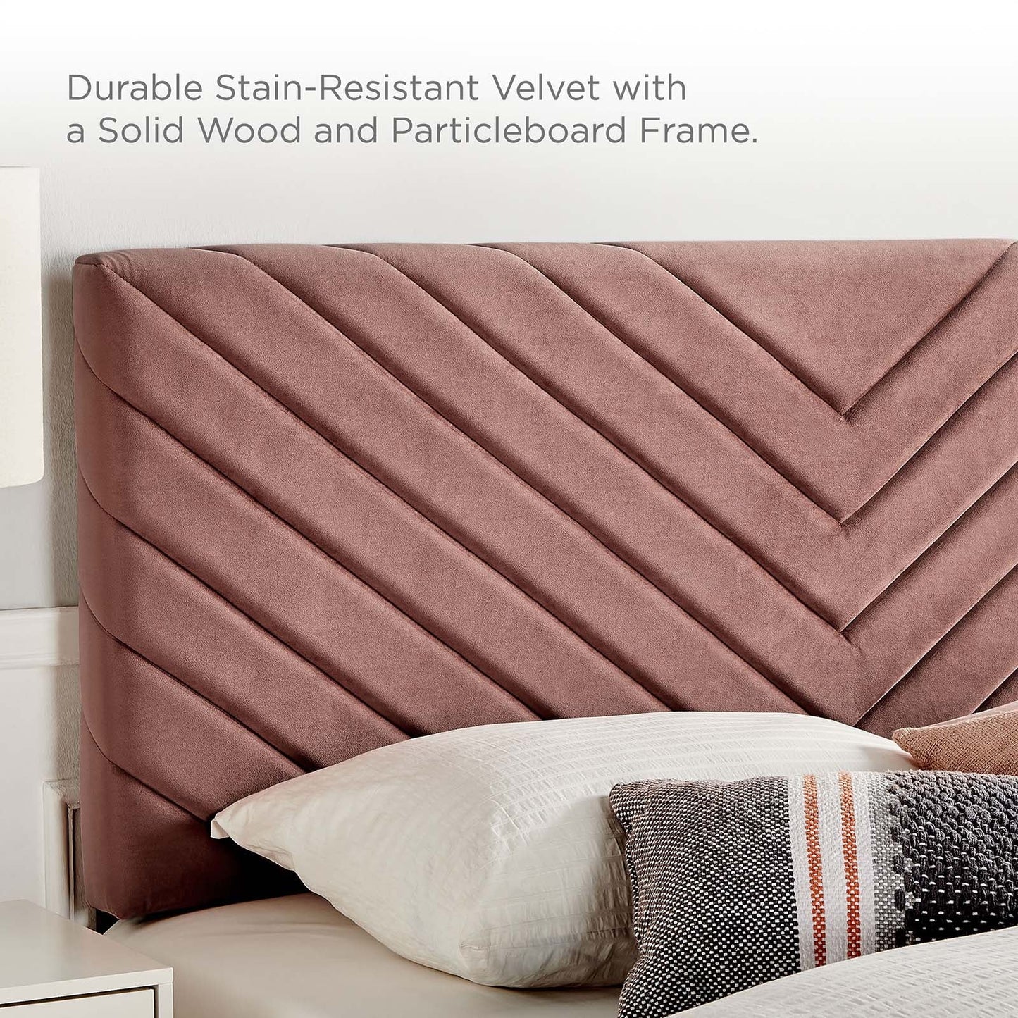 Roxanne Tapered Wood Leg Performance Velvet Queen Platform Bed by Modway