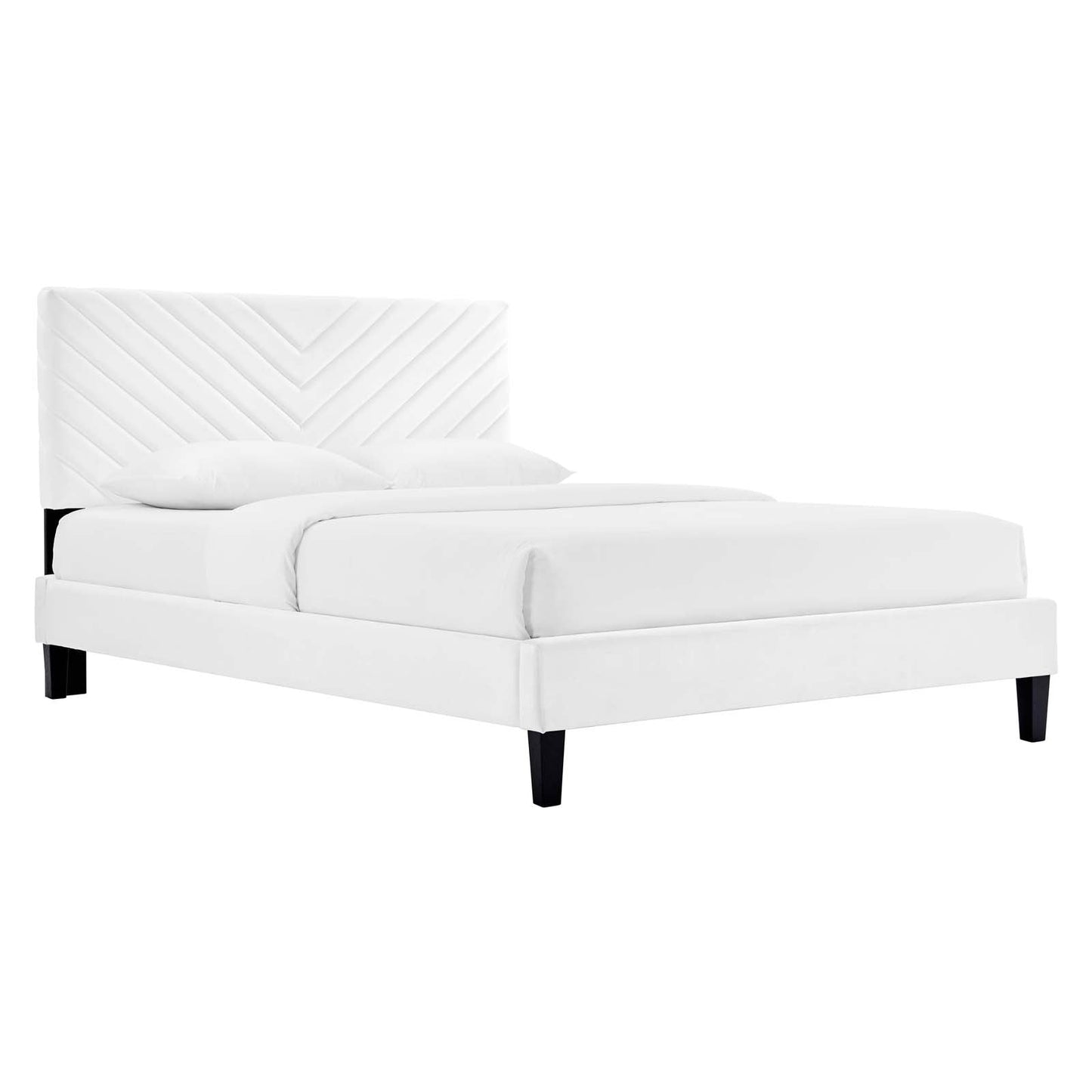 Roxanne Tapered Wood Leg Performance Velvet Queen Platform Bed by Modway