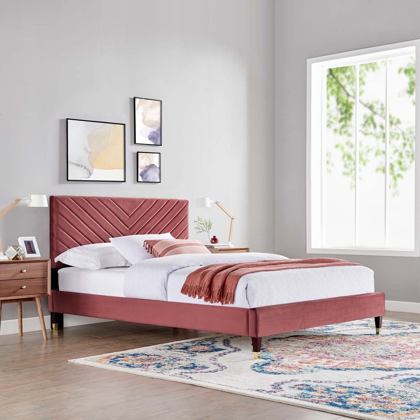 Roxanne Performance Velvet Queen Platform Bed by Modway