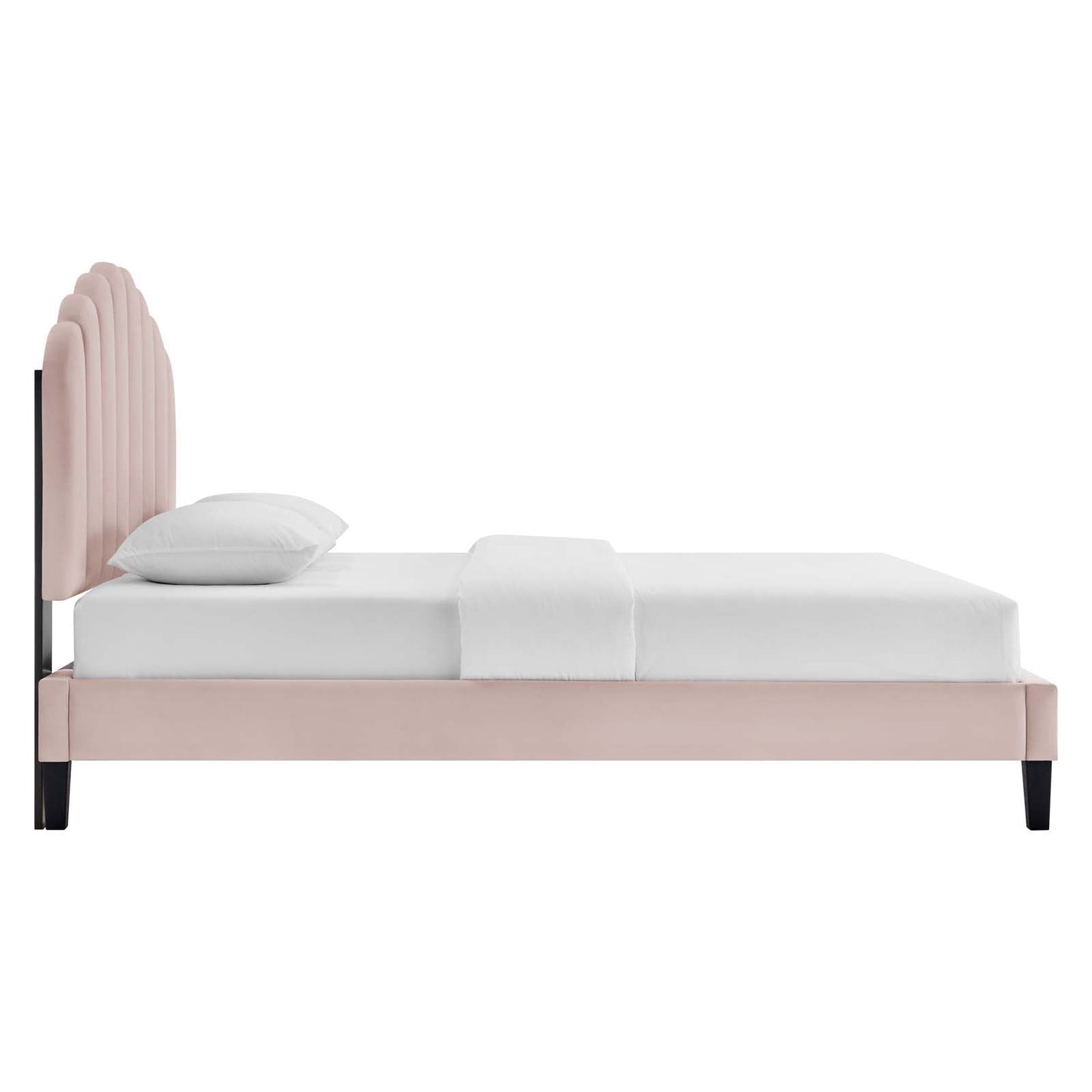 Daisy Tapered Wood Leg Performance Velvet Queen Platform Bed by Modway