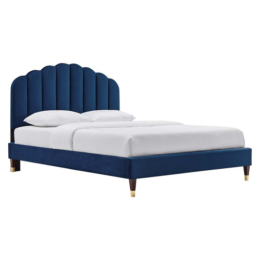 Daisy Performance Velvet Queen Platform Bed by Modway