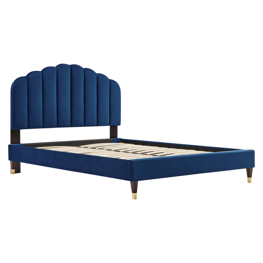 Daisy Performance Velvet Queen Platform Bed by Modway