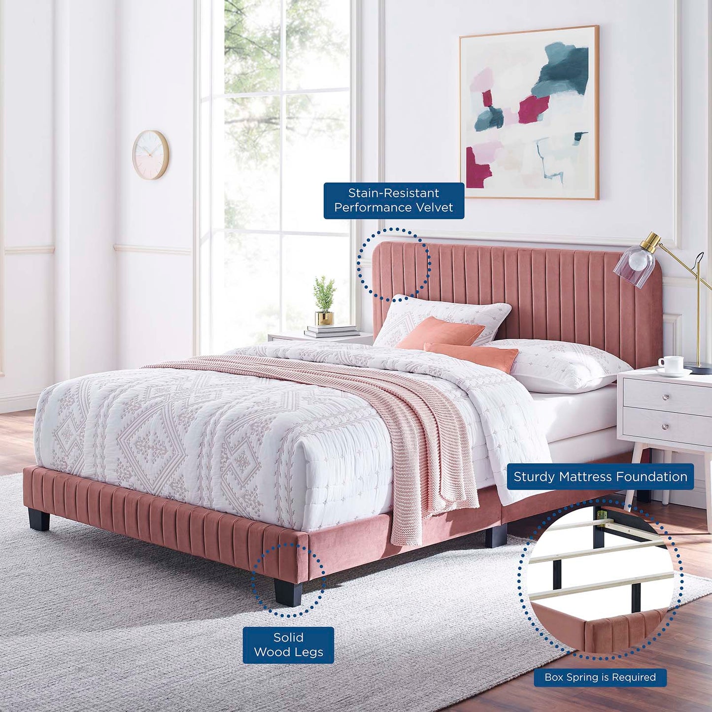 Celine Channel Tufted Performance Velvet King Bed by Modway