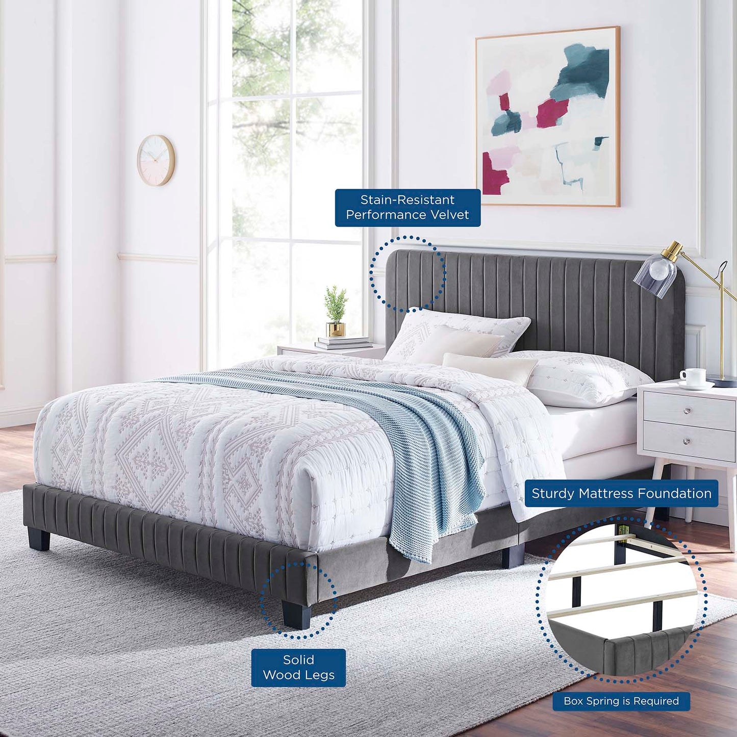 Celine Channel Tufted Performance Velvet King Bed by Modway