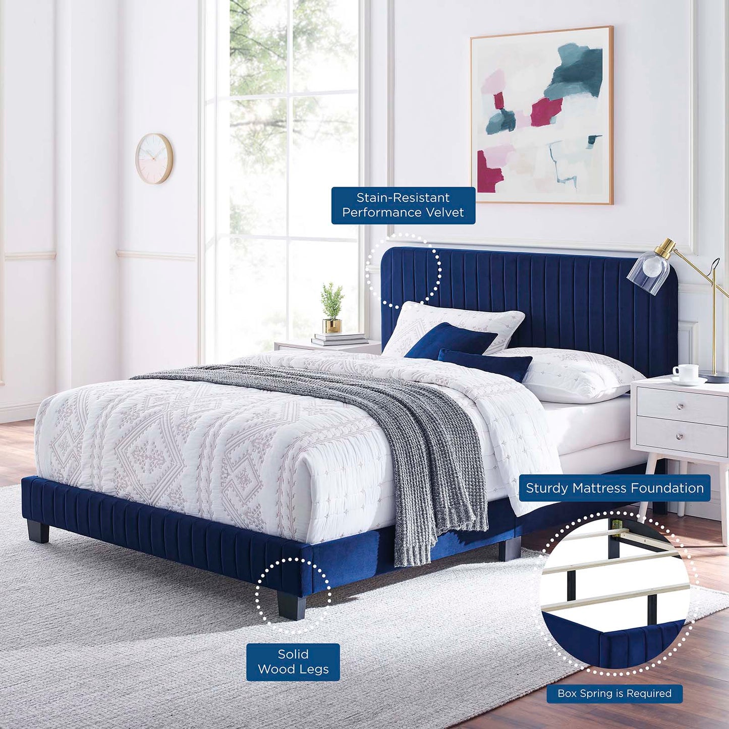 Celine Channel Tufted Performance Velvet King Bed by Modway