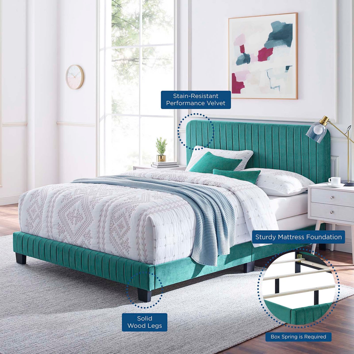 Celine Channel Tufted Performance Velvet King Bed by Modway