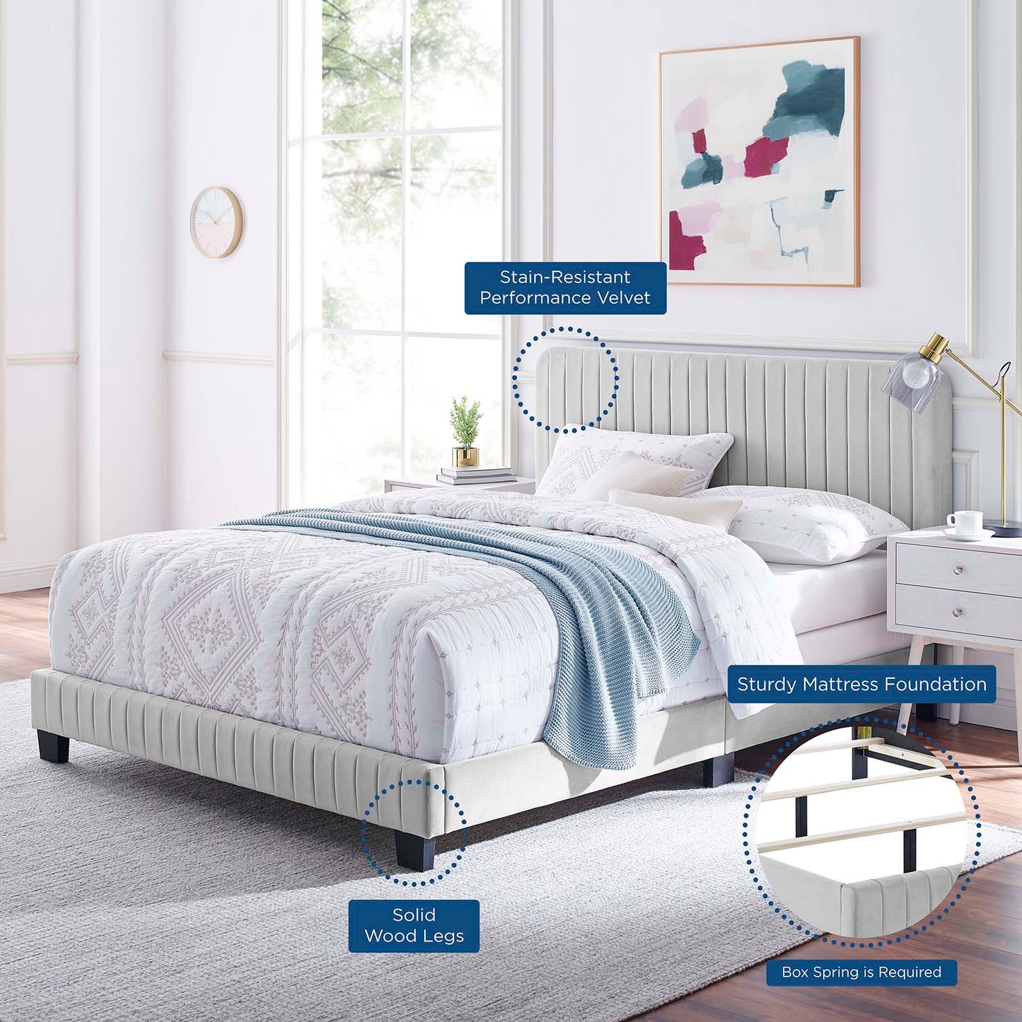 Celine Channel Tufted Performance Velvet Twin Bed by Modway