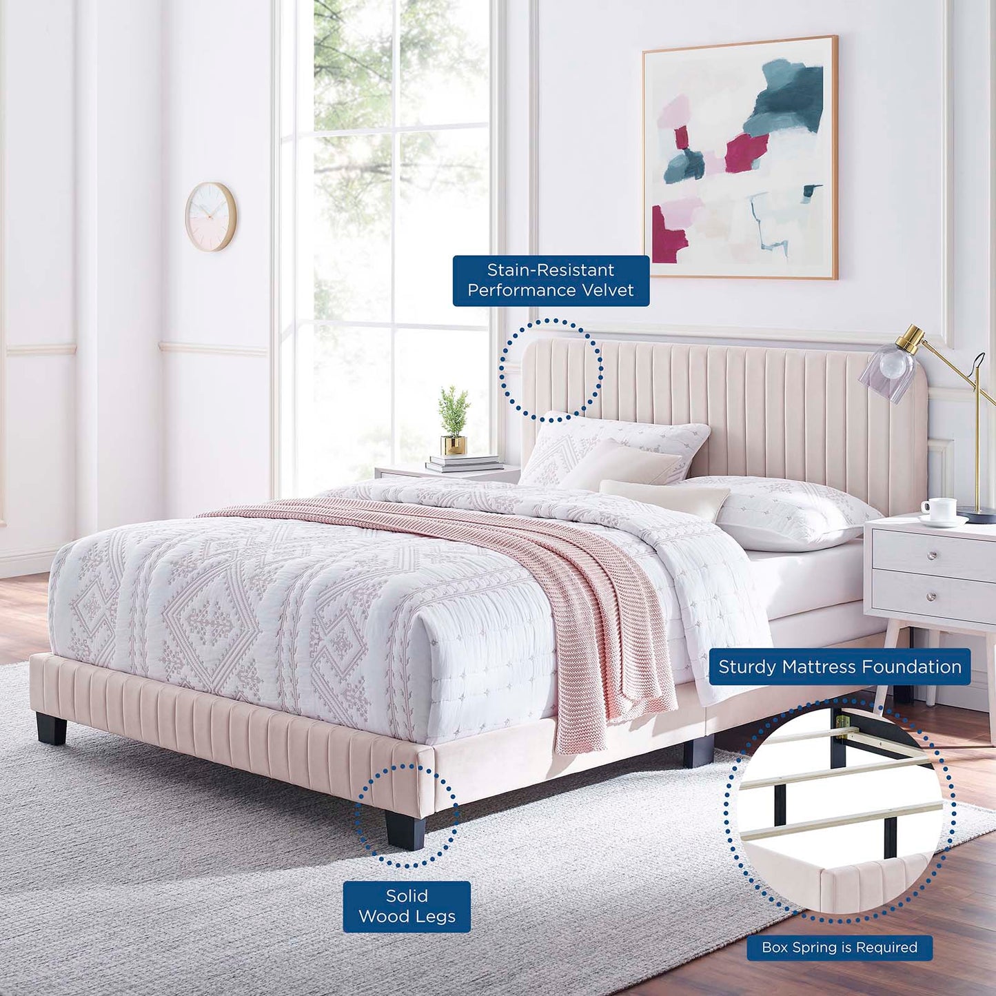 Celine Channel Tufted Performance Velvet Twin Bed by Modway