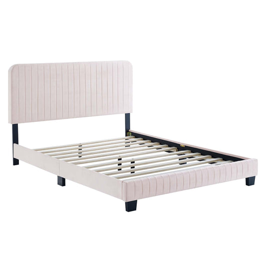 Celine Channel Tufted Performance Velvet Queen Platform Bed by Modway
